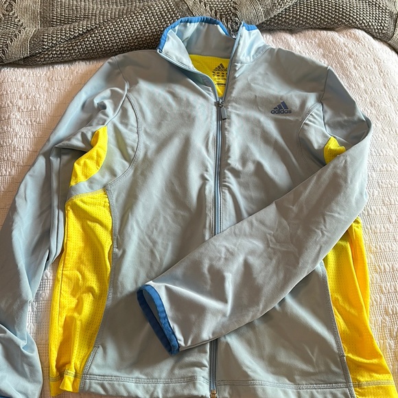 Adidas atb cool light blue with yellow and blue trim zip up hoodie size large! - Picture 1 of 10